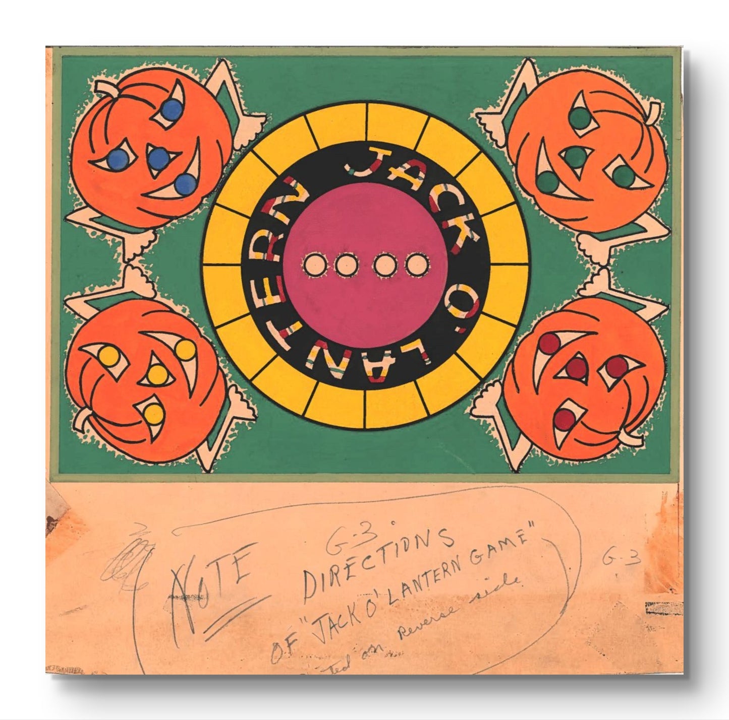 1940's Hand Painted Jack O'Lantern Game Board from the Samuel Lowe Archives