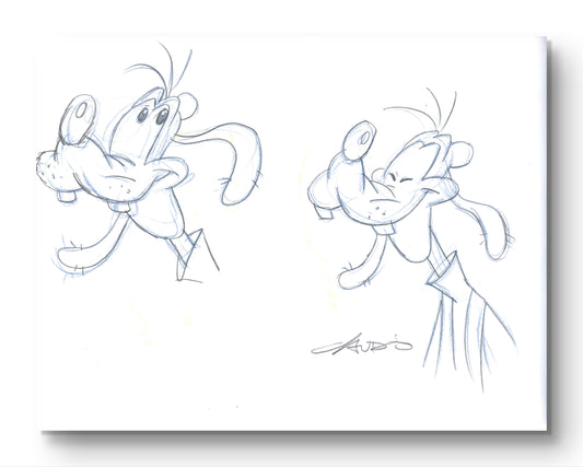 Goof Troop 1992 Original Production Layout Drawing Signed by Claudio Vieira de Oliveira