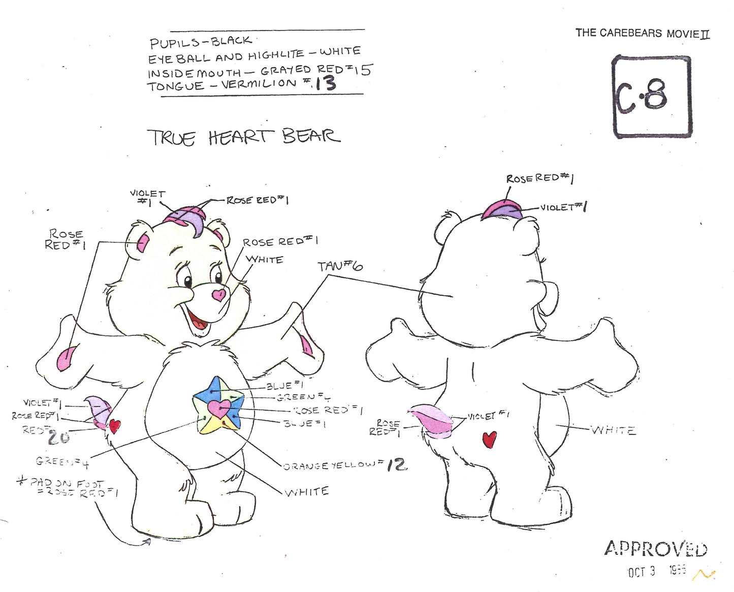 Care Bears Original Production Model Sheet: True Heart