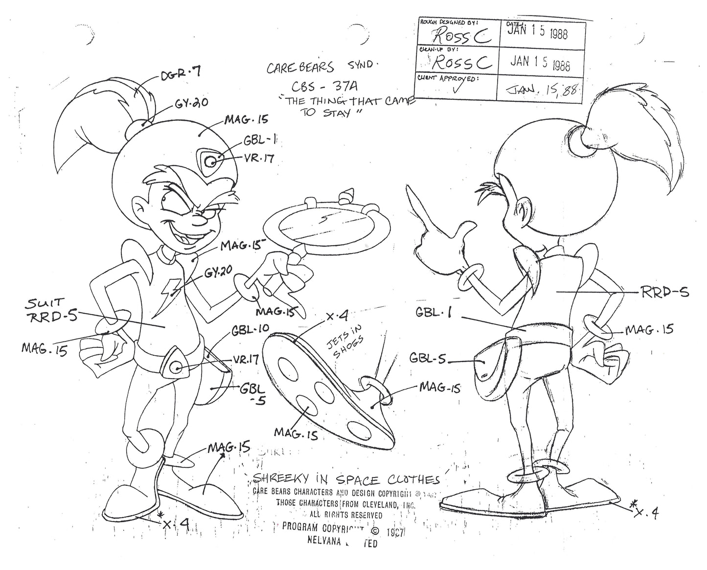 Care Bears Original Production Model Sheet: Shreeky