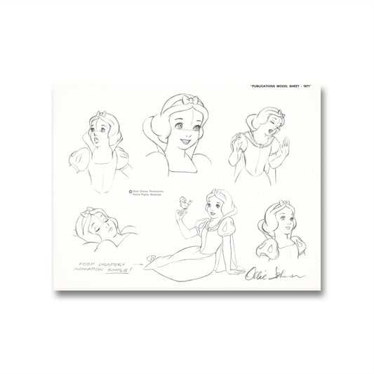 Signed Snow White Original Publications Model Sheet: Snow