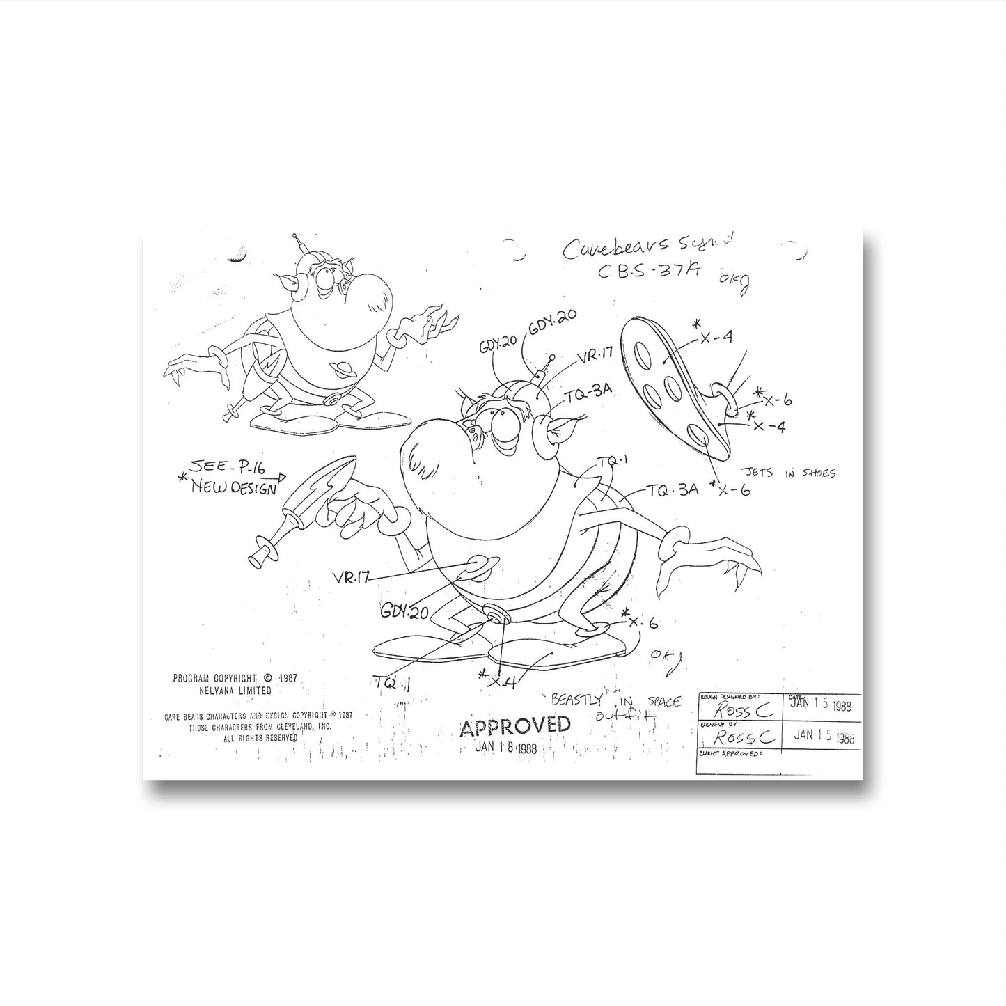 Care Bears Original Production Model Sheet: Beastly