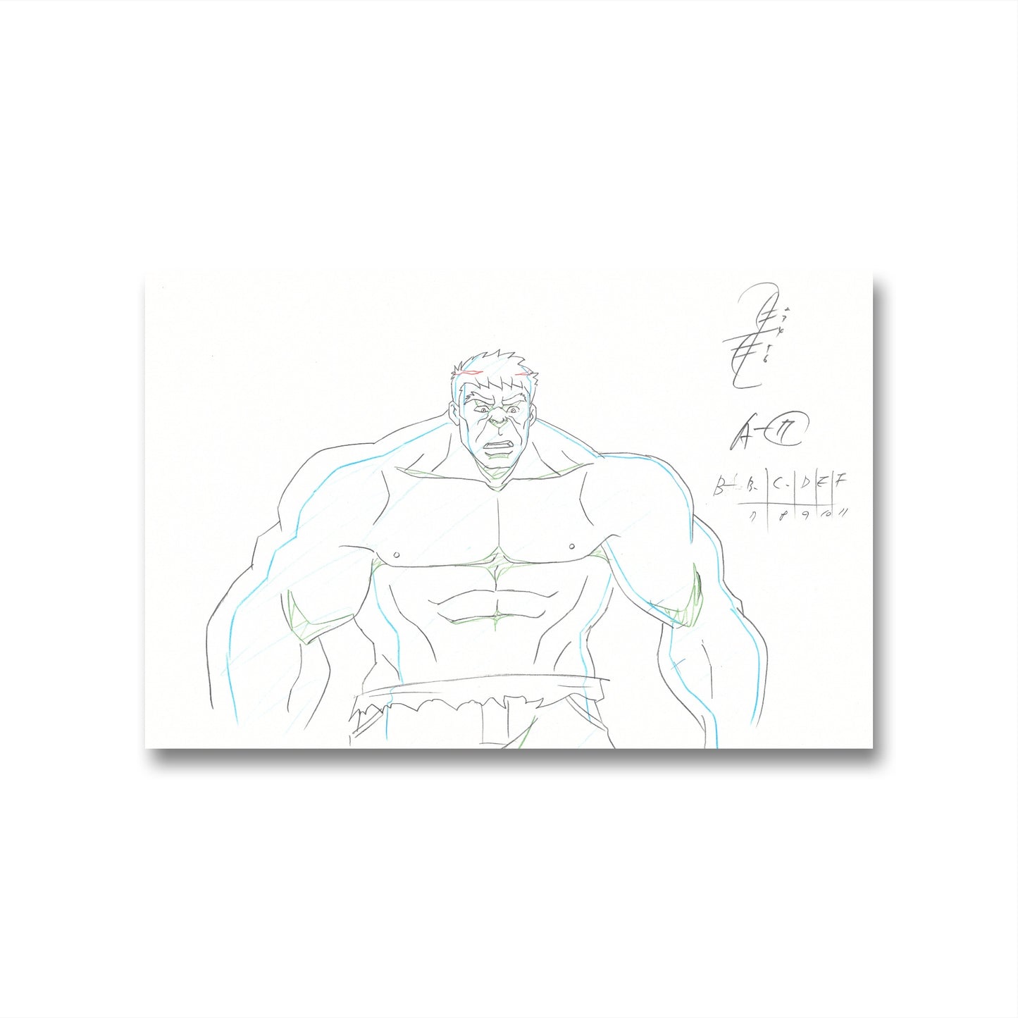 Avengers Assemble Original Production Drawing: Hulk