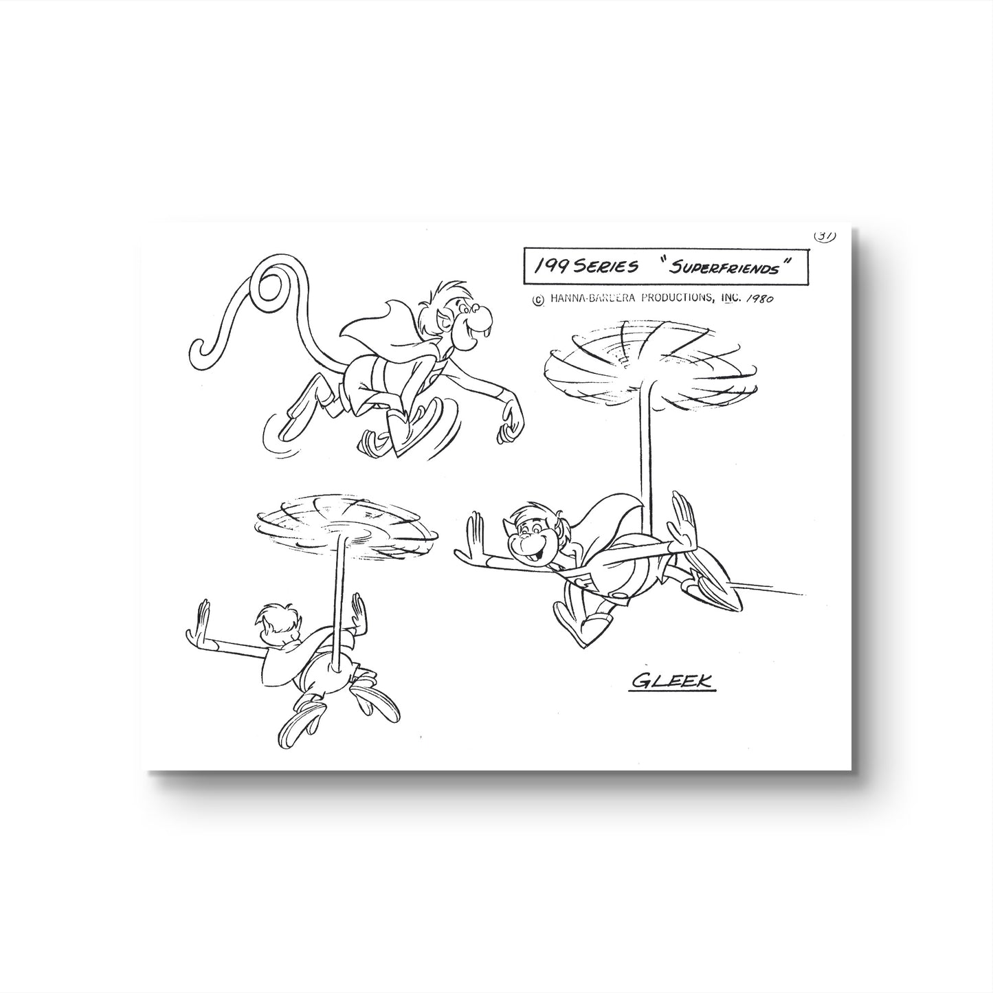 Super Friends Original Production Model Sheet: Gleek