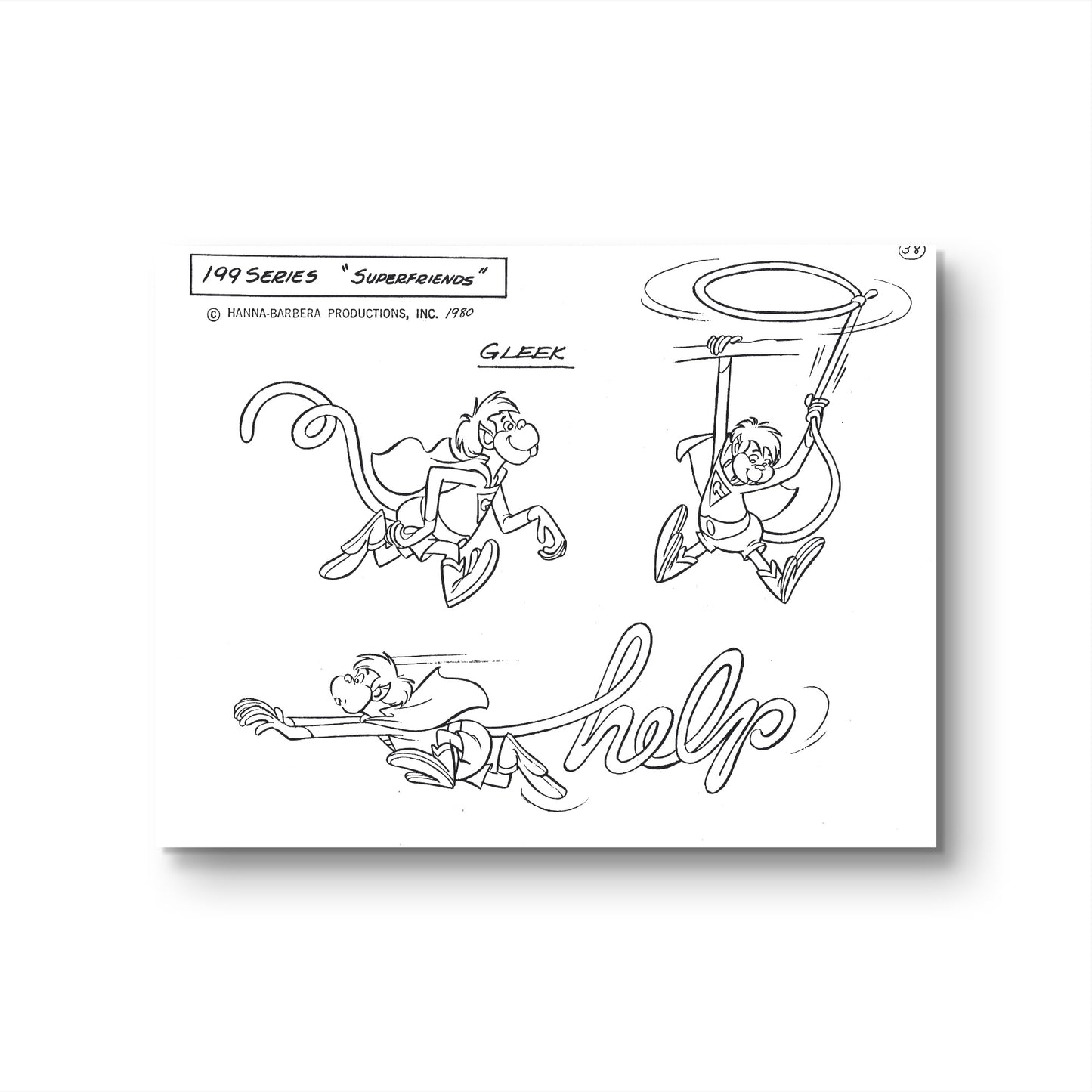 Super Friends Original Production Model Sheet: Gleek