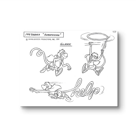 Super Friends Original Production Model Sheet: Gleek