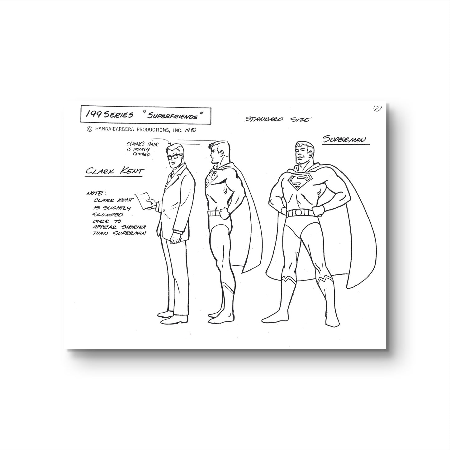 Super Friends Original Production Model Sheet: Superman