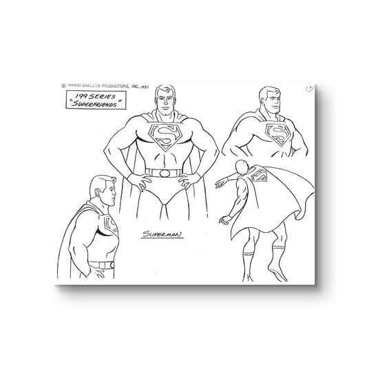 Super Friends Original Production Model Sheet: Superman