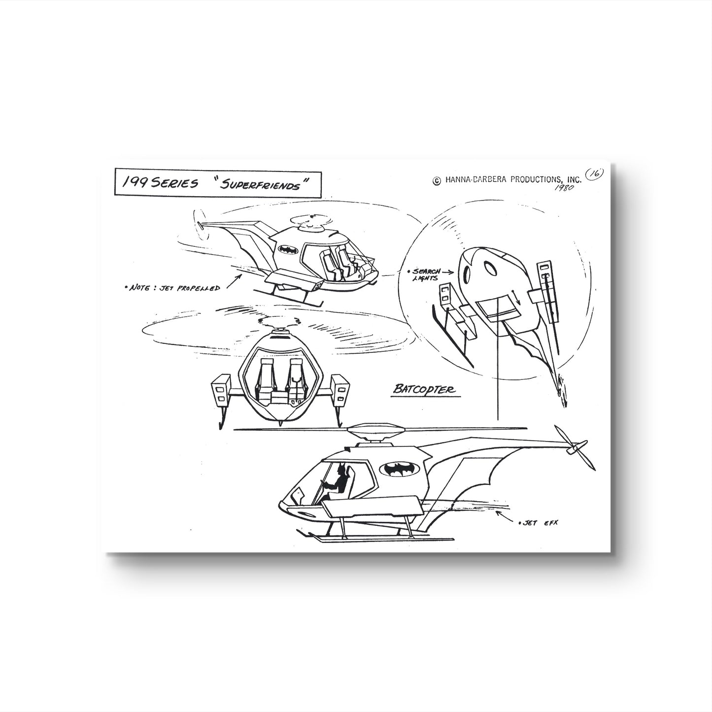 Super Friends Original Production Model Sheet: Batcopter