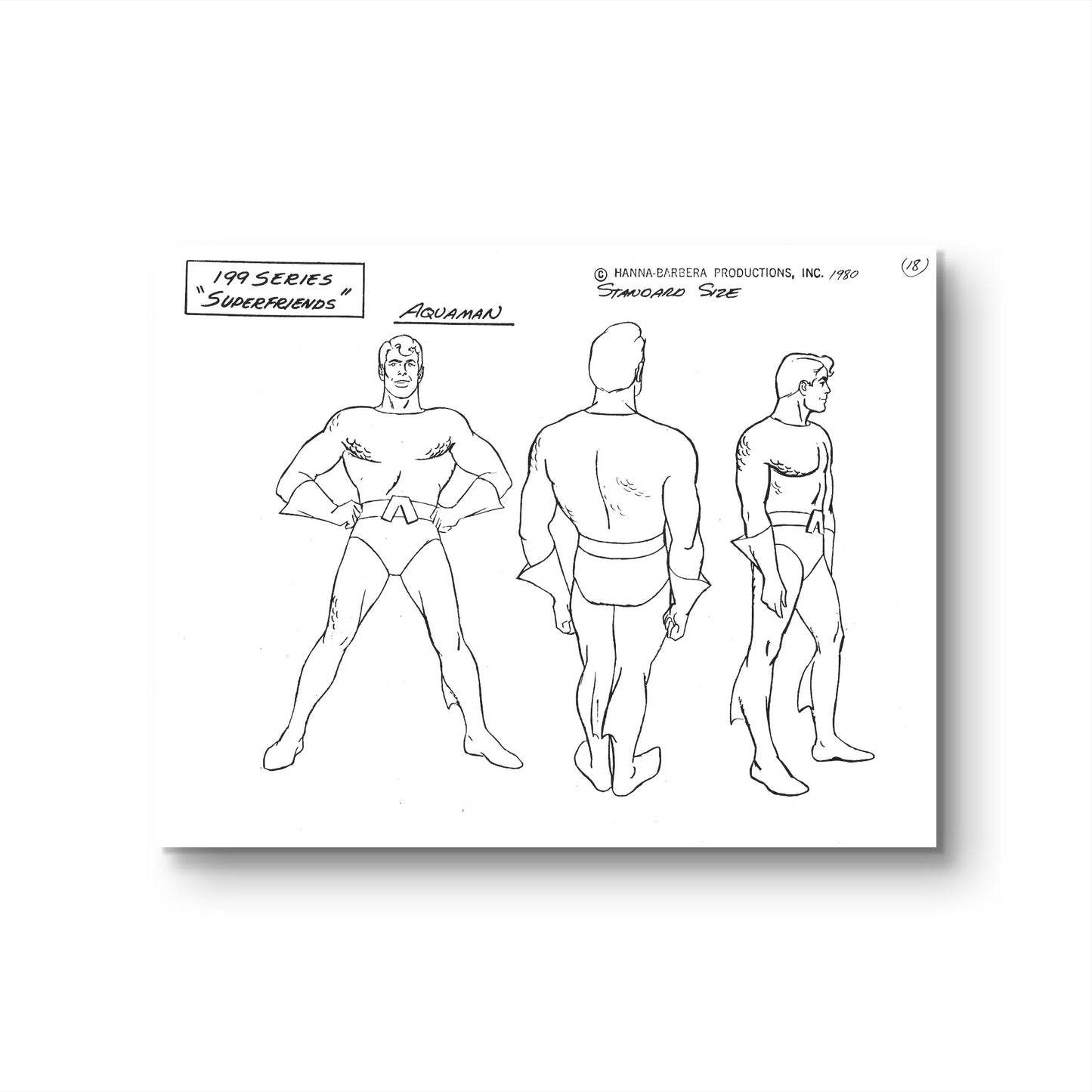 Super Friends Original Production Model Sheet: Aquaman