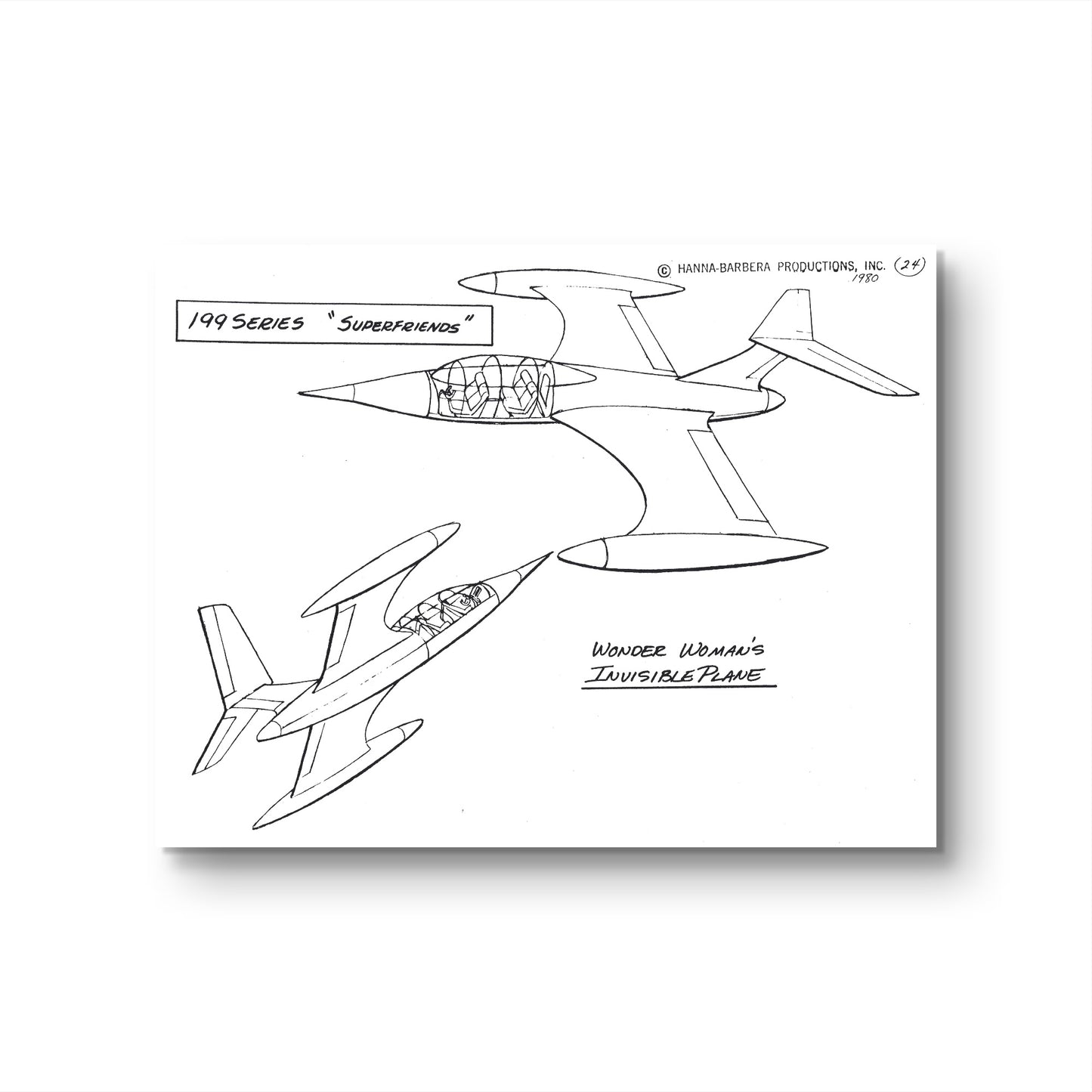 Super Friends Original Production Model Sheet: Wonder Woman's Invisible Plane