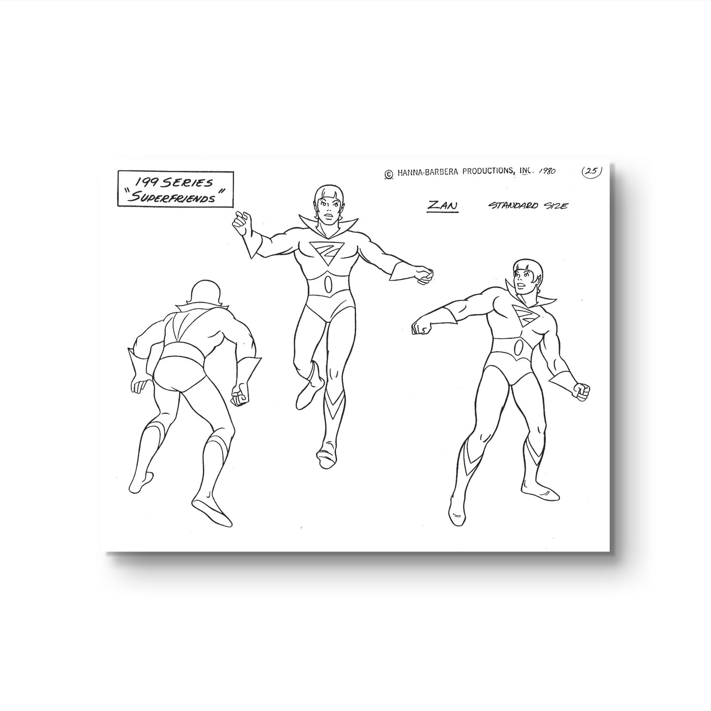 Super Friends Original Production Model Sheet: Zan