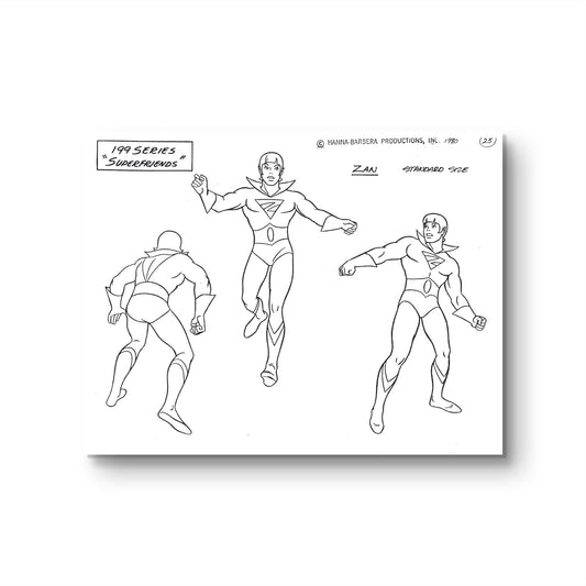 Super Friends Original Production Model Sheet: Zan