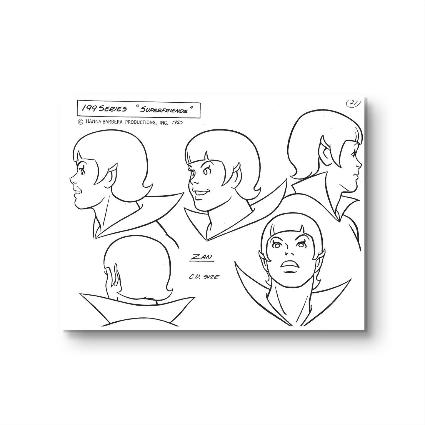 Super Friends Original Production Model Sheet: Zan