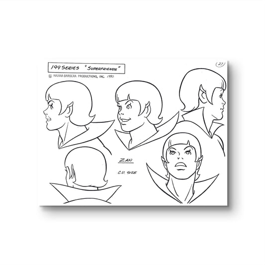 Super Friends Original Production Model Sheet: Zan