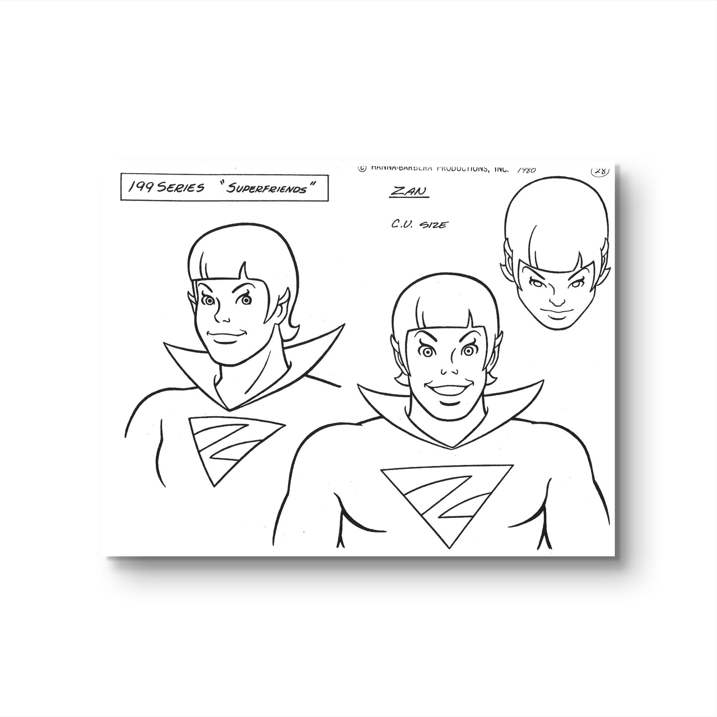 Super Friends Original Production Model Sheet: Zan