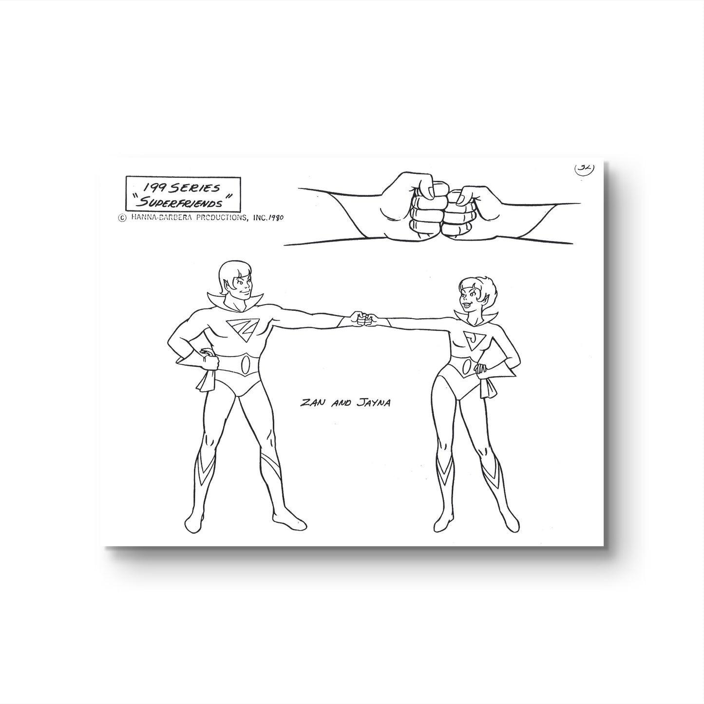 Super Friends Original Production Model Sheet: Zan and Jayna