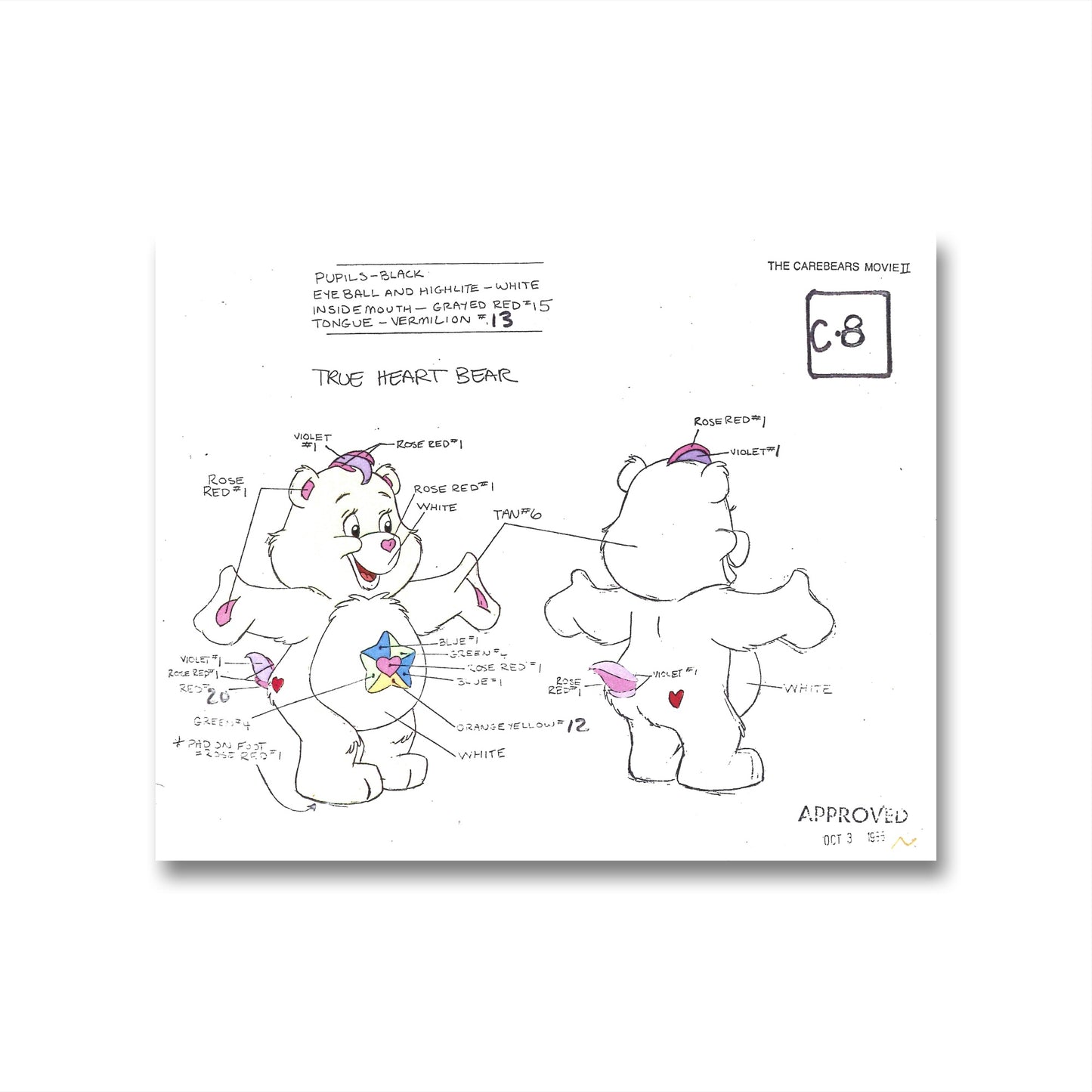 Care Bears Original Production Model Sheet: True Heart