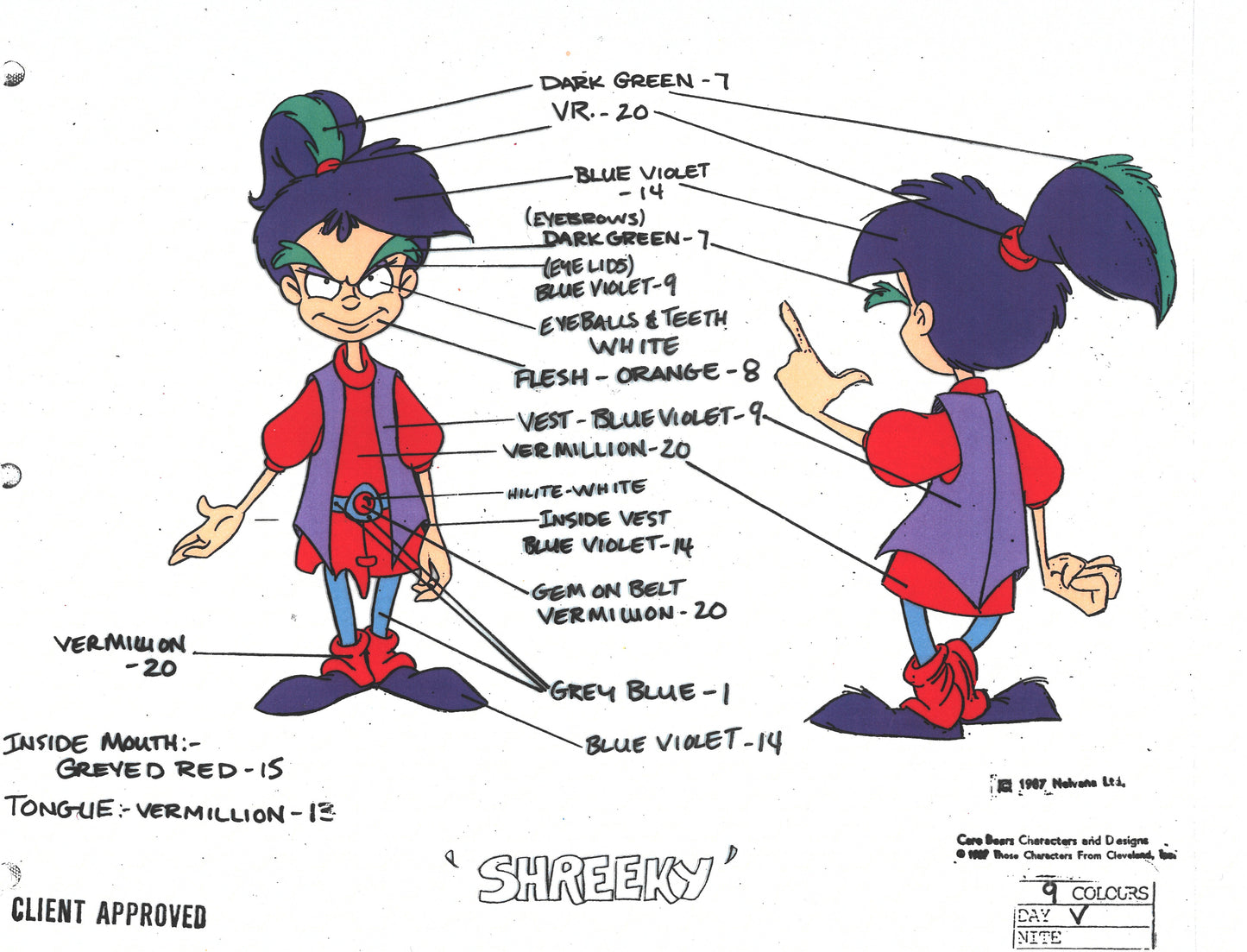 Care Bears Original Production Model Sheet: Shreeky