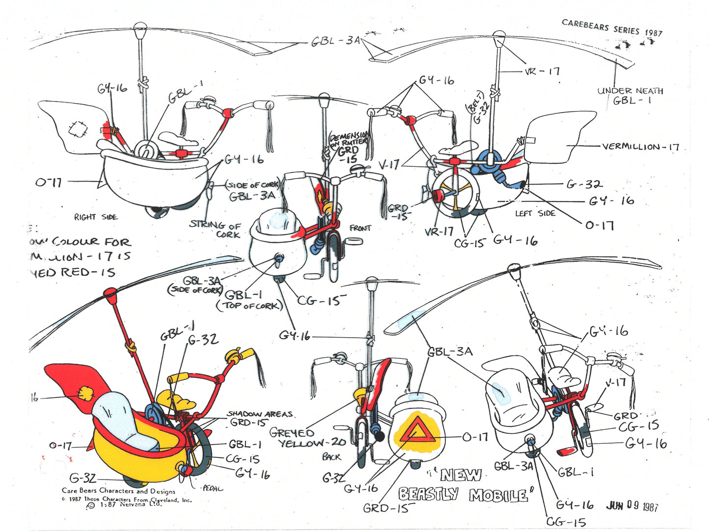 Care Bears Original Production Color Model Sheet: Beastly Mobile