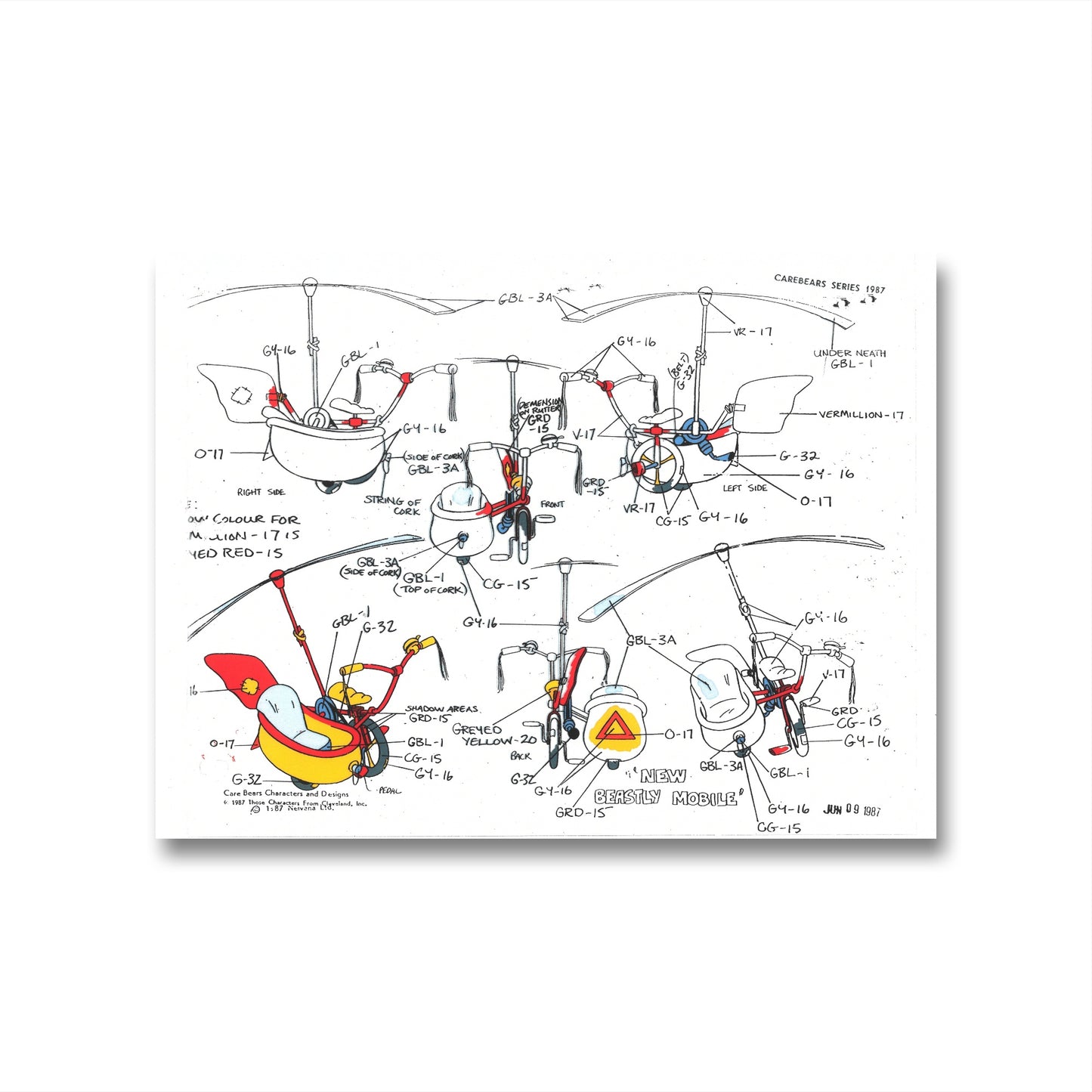 Care Bears Original Production Color Model Sheet: Beastly Mobile