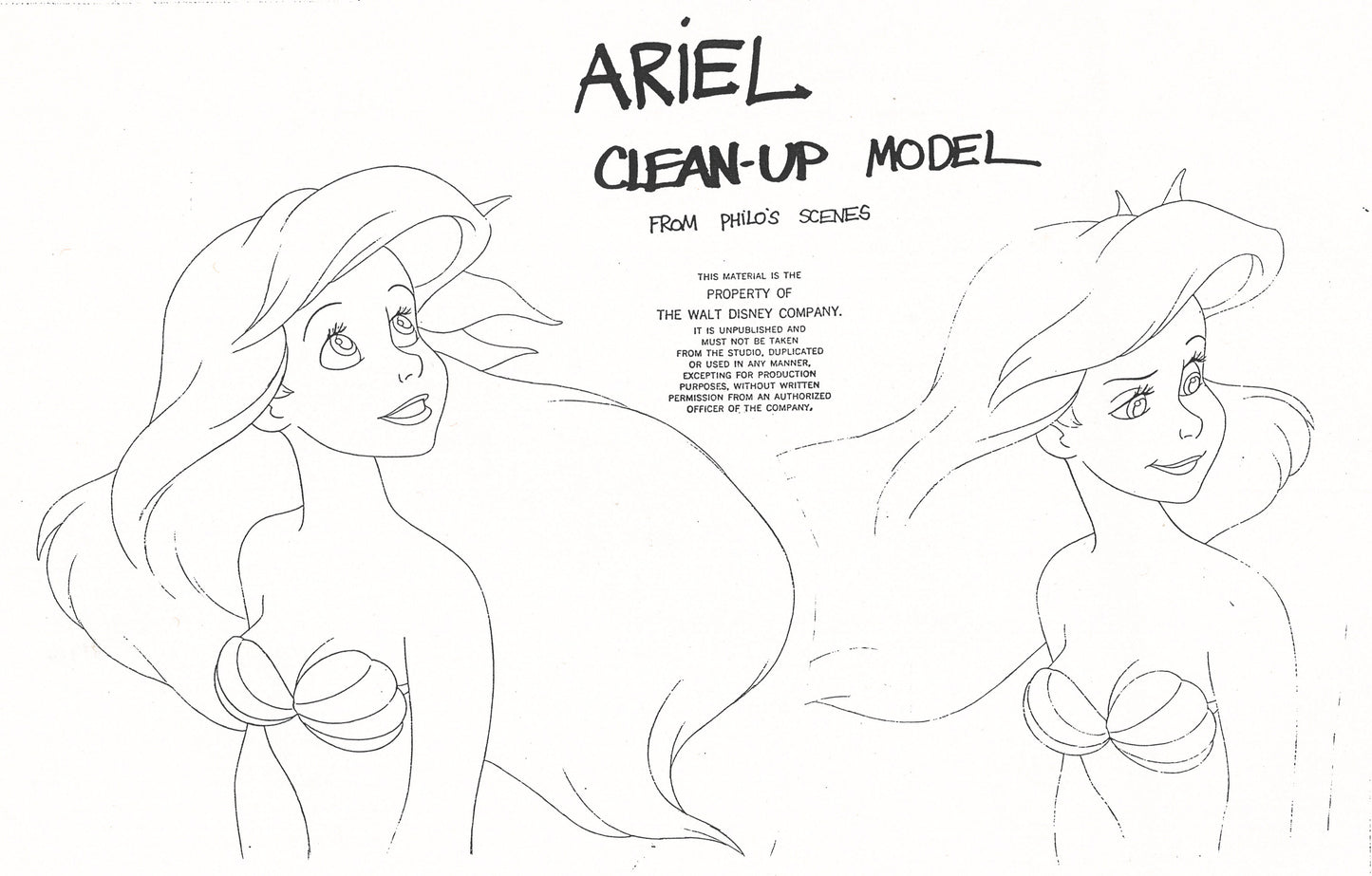 The Little Mermaid Original Production Model Sheet: Ariel