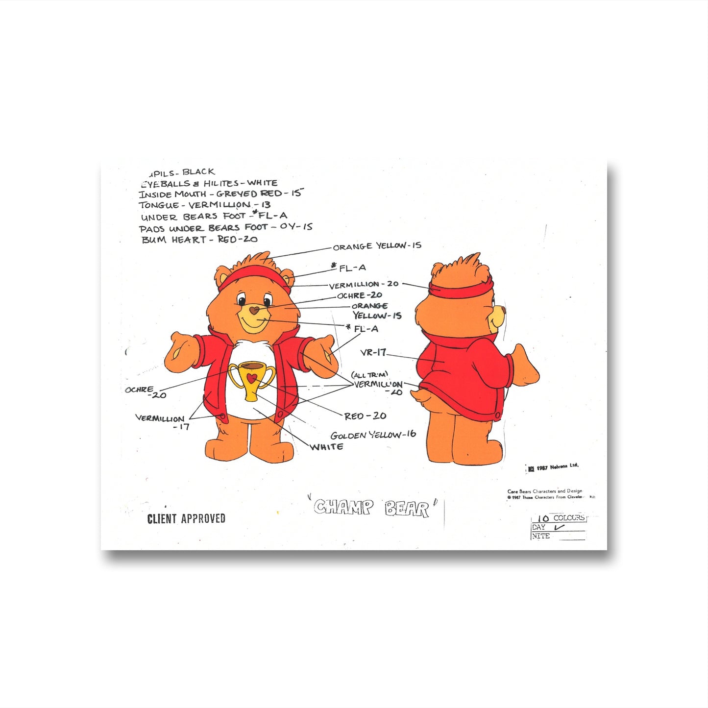 Care Bears Original Production Color Model Sheet: Champ Bear