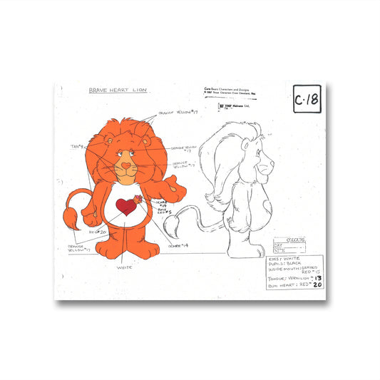 Care Bears Original Production Color Model Sheet: Brave Heart Lion