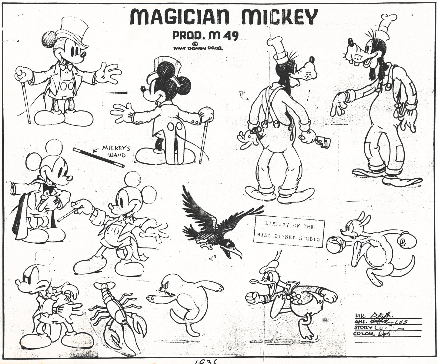 Magician Mickey Original Production Model Sheet: Mickey