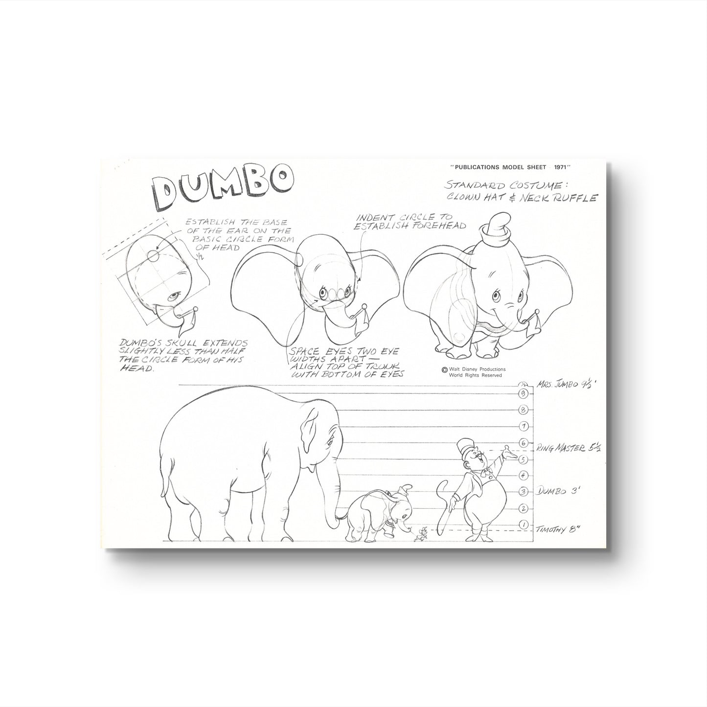 Dumbo Original Publications Model Sheet, 1971