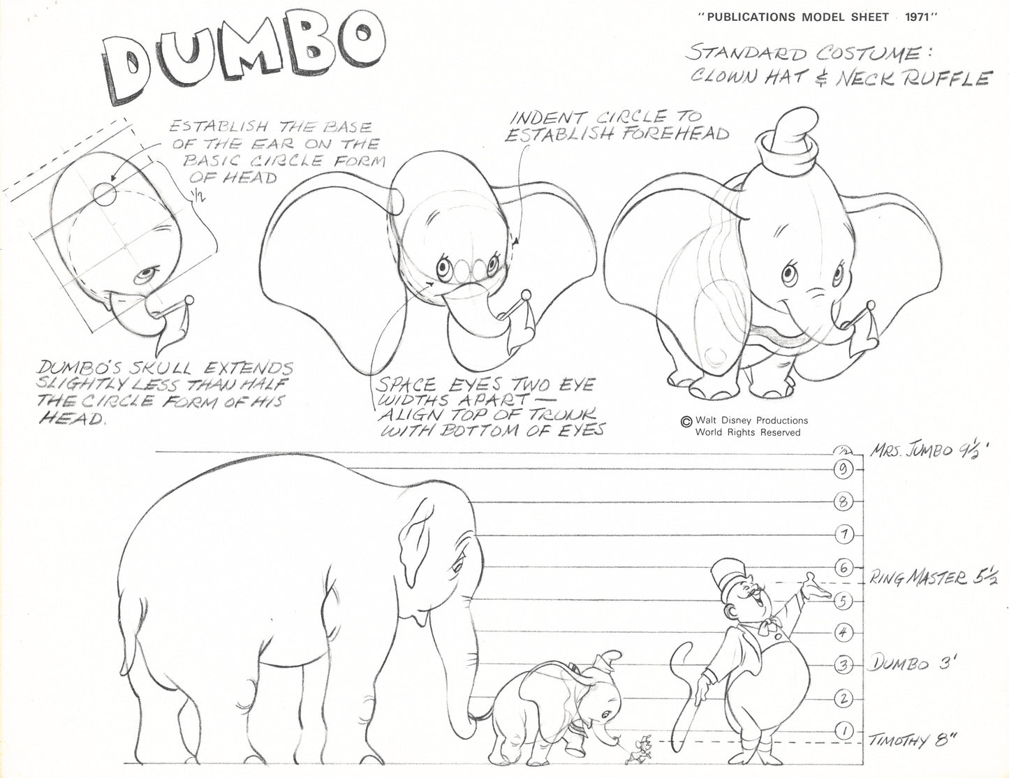 Dumbo Original Publications Model Sheet, 1971