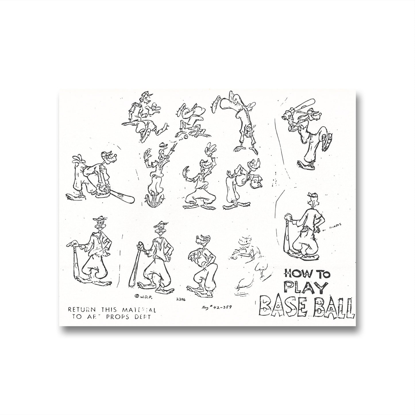 How to Play Baseball Original Production Model Sheet: Goofy