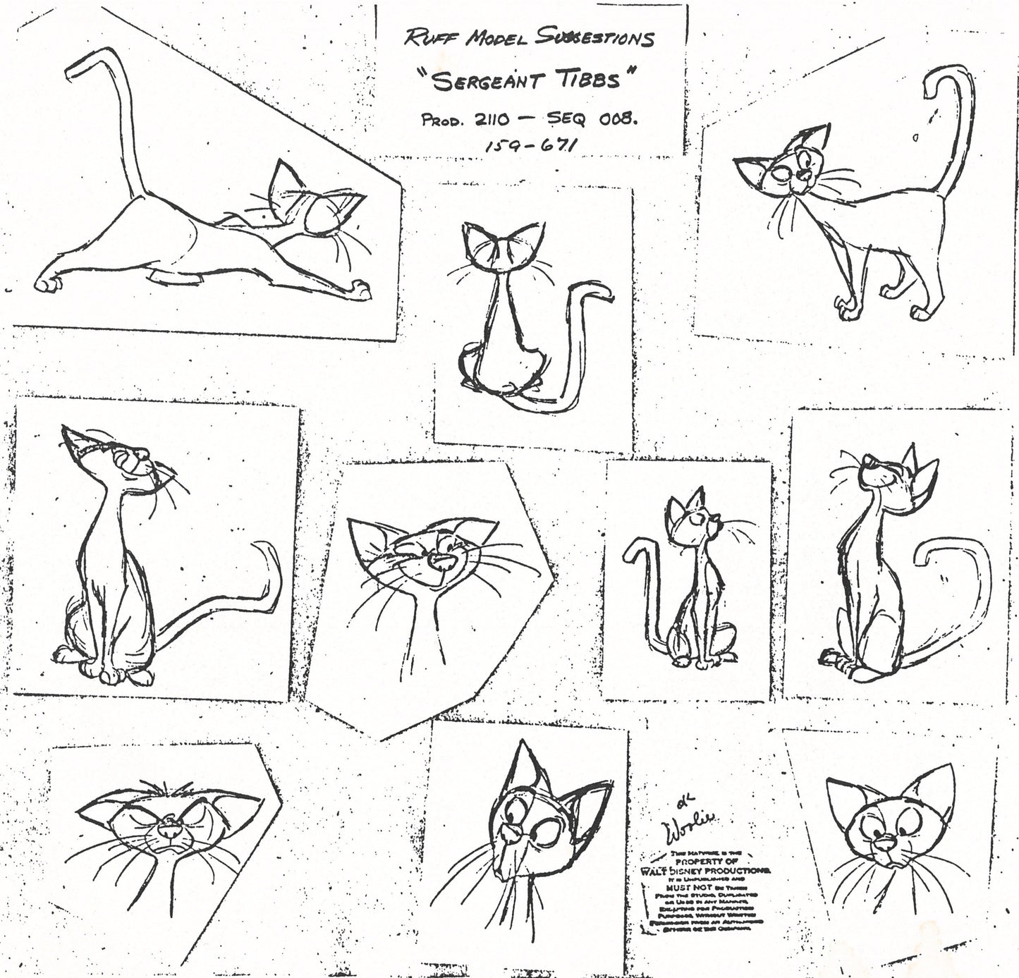 One Hundred and One Dalmations Original Production Model Sheet: Sgt. Tibbs