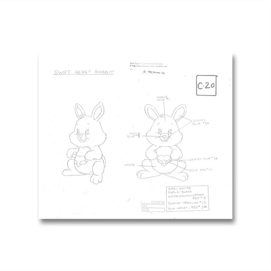 Care Bears Original Production Model Sheet: Swift Heart Rabbit