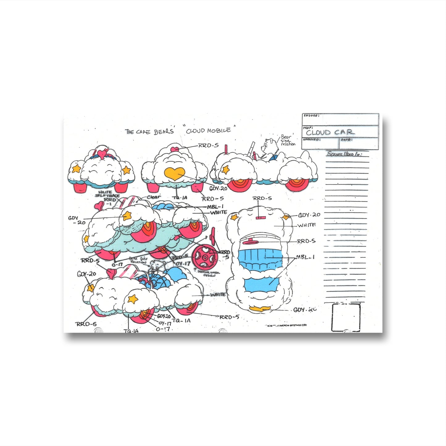 Care Bears Original Production Color Model Sheet: Cloud Mobile
