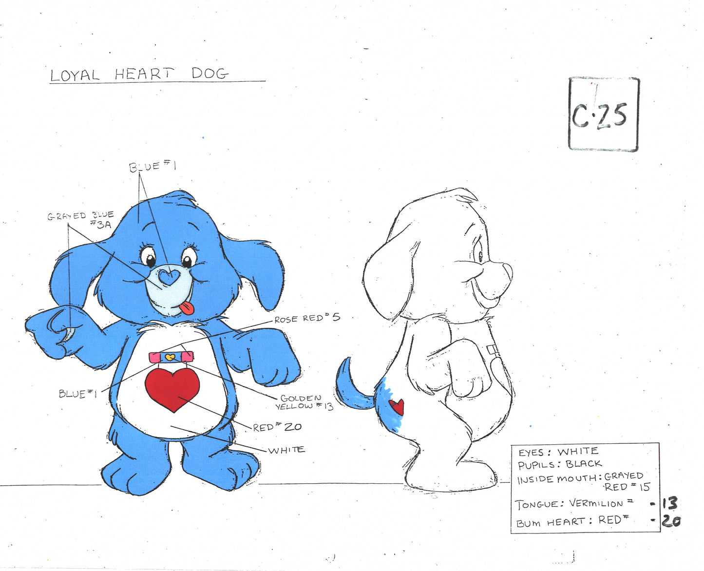 Care Bears Original Production Color Model Sheet: Loyal Heart Dog