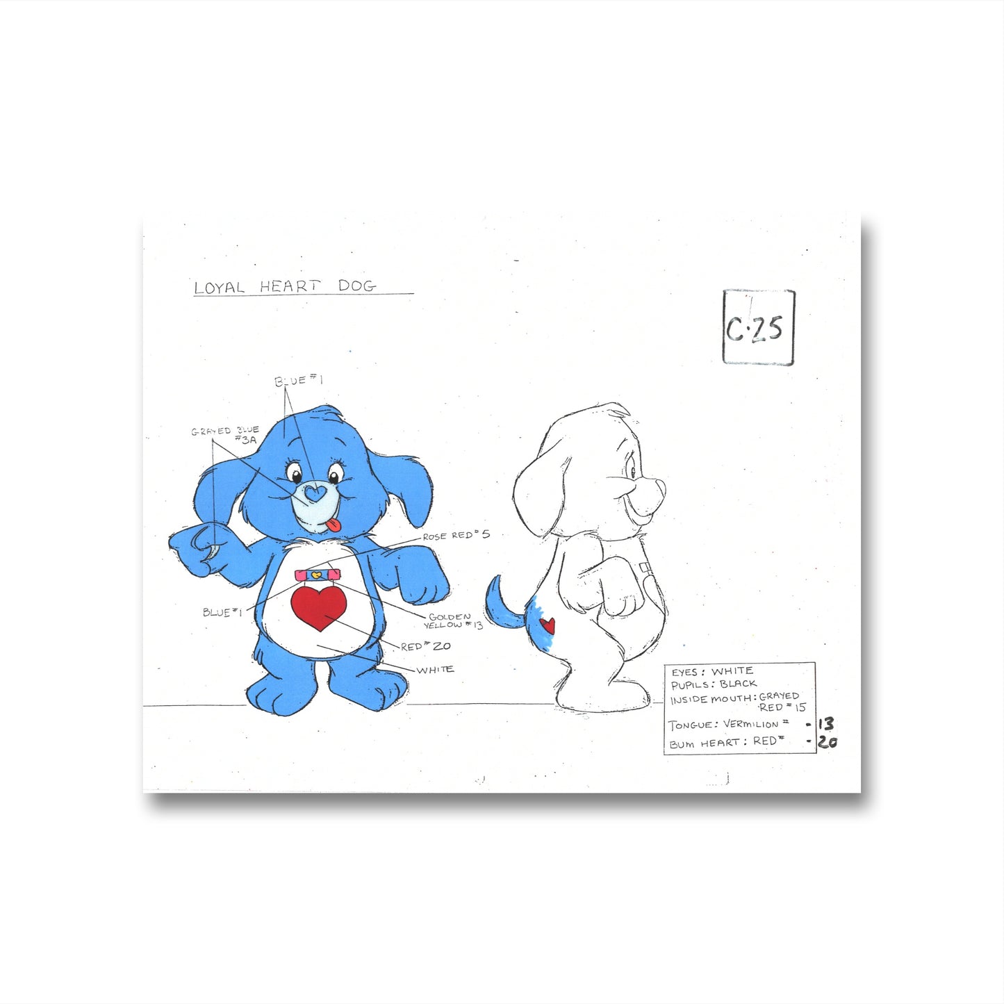 Care Bears Original Production Color Model Sheet: Loyal Heart Dog