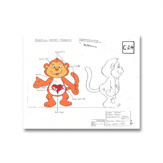 Care Bears Original Production Color Model Sheet: Playful Heart Monkey