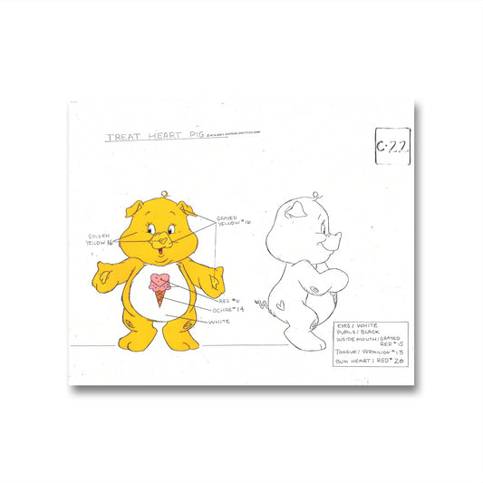 Care Bears Original Production Color Model Sheet: Treat Heart Pig