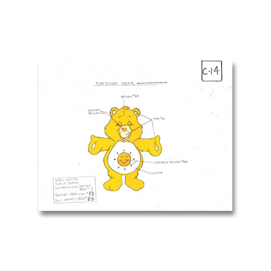 Care Bears Original Production Color Model Sheet: Funshine Bear