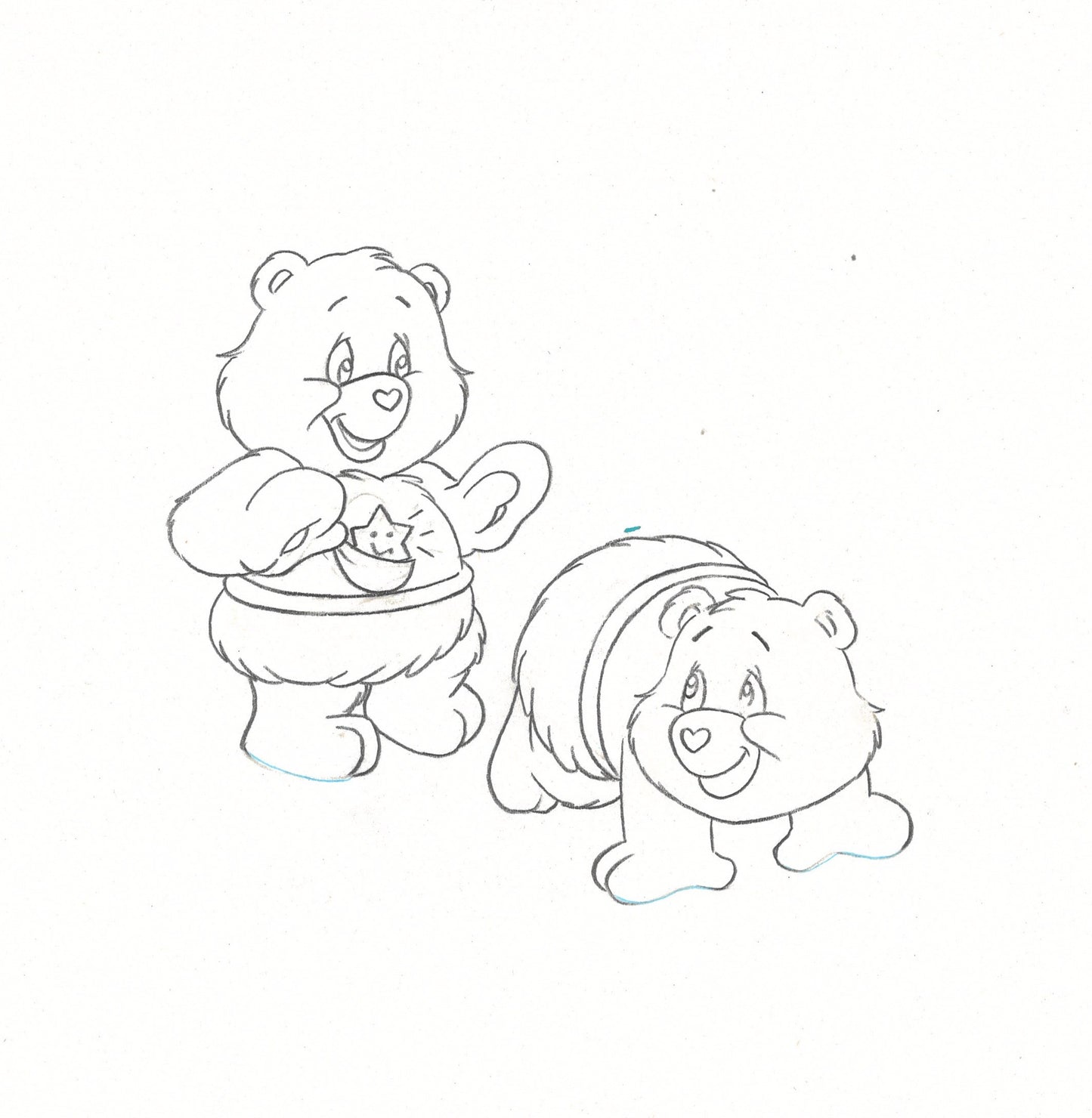 Care Bears Original Production Drawing: Baby Tugs and Baby Hugs Twin Bears