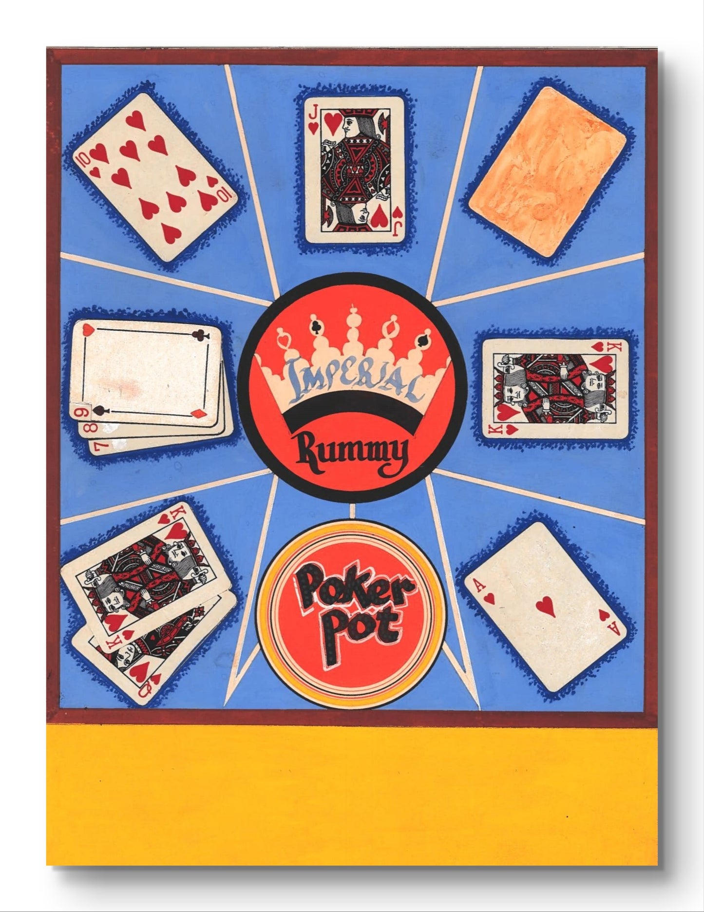 1940's Hand Painted Imperial Rummy Game Art Board from the Samuel Lowe Archives